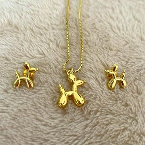 Dog Ballon Necklace and Earrings Set
